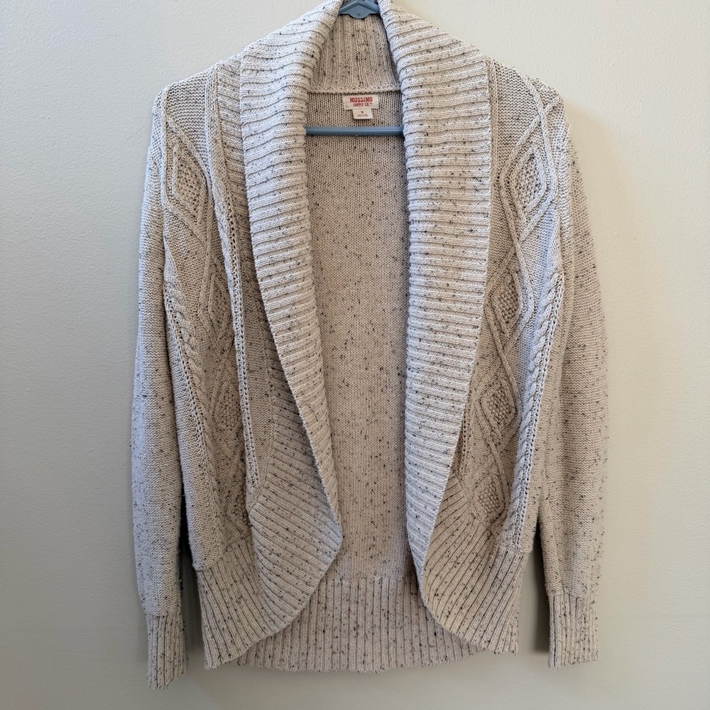 Mossino Off White Shawl Collar Cardigan, Sz S